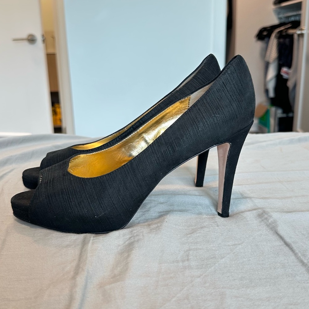 Ron White Black Peep-Toe Heels - Picture 3 of 4